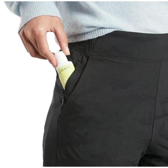 Athleta Brooklyn Textured Lined Jogger Black Monochromatic Camo Print Size 14 - Picture 8 of 8